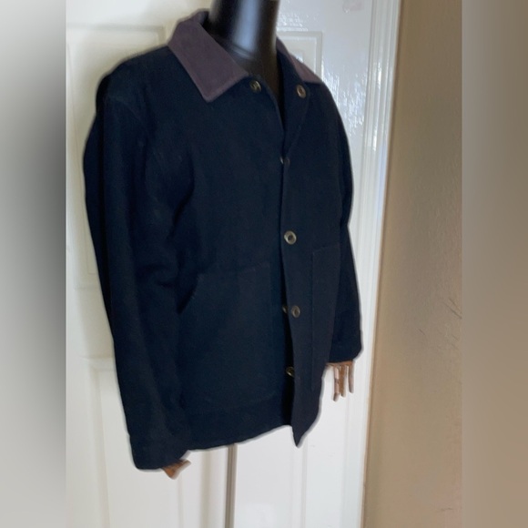 Vintage Timberland Weather Gear Black Wool Heavy Down Jacket Flannel Lined Sz Sm - Picture 4 of 11